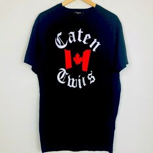 DSQUARED2 Caten Twins Canadian flag black short sleeve tee shirt. XL